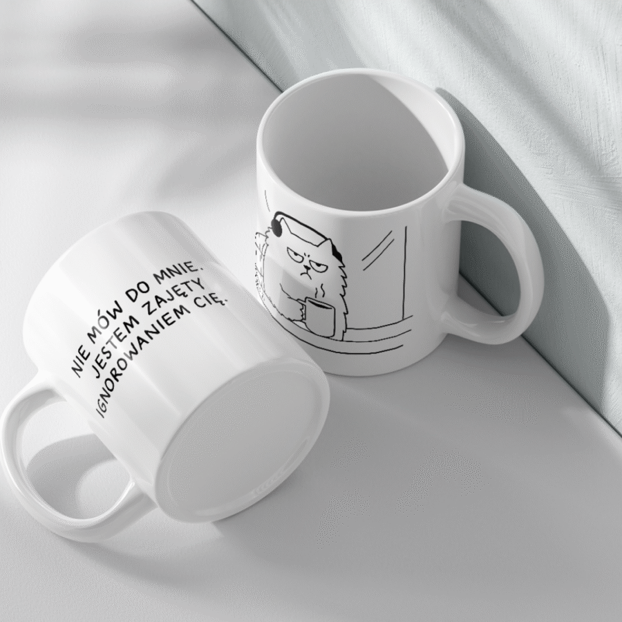 kubek "nie mów do mnie jeszcze" z panem puszkiem